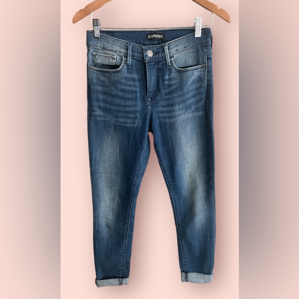 Express: Mid Rise Blue Denim Jeans - Picture 3 of 16